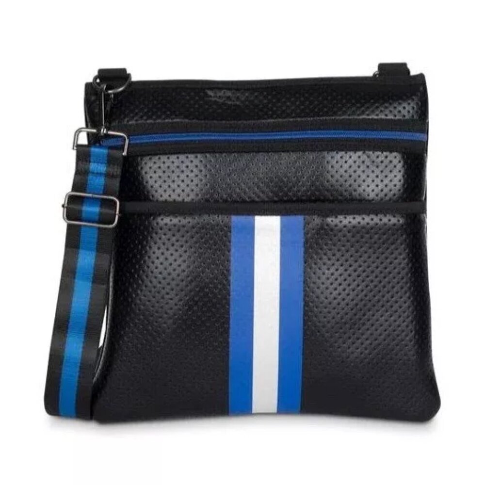 Haute Shore Blake Avenue Neoprene Crossbody Bag – Faux leather black Blue - Picture 1 of 3
